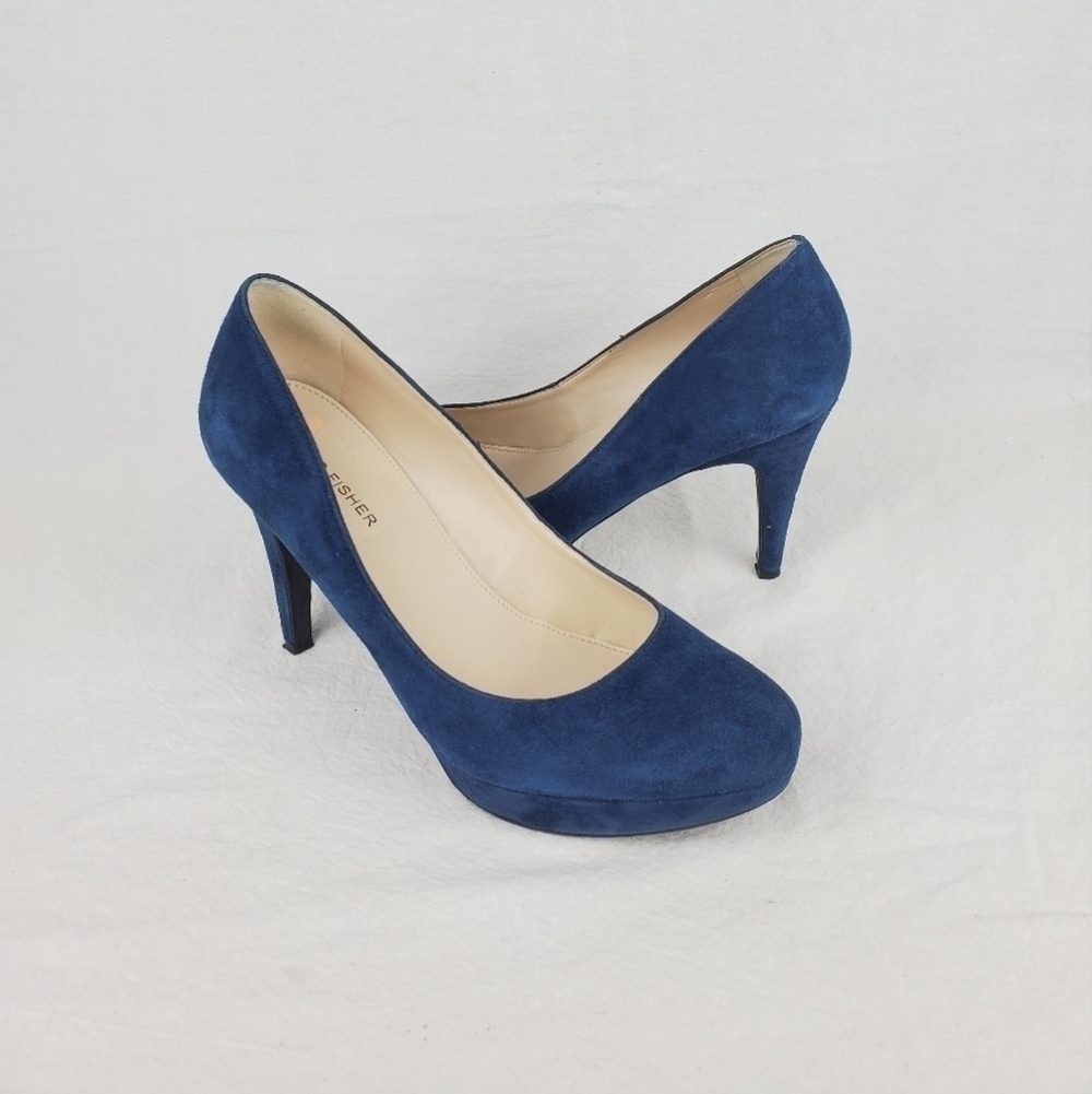 Marc Fisher Sydney blue leather heel pumps size 8.5M